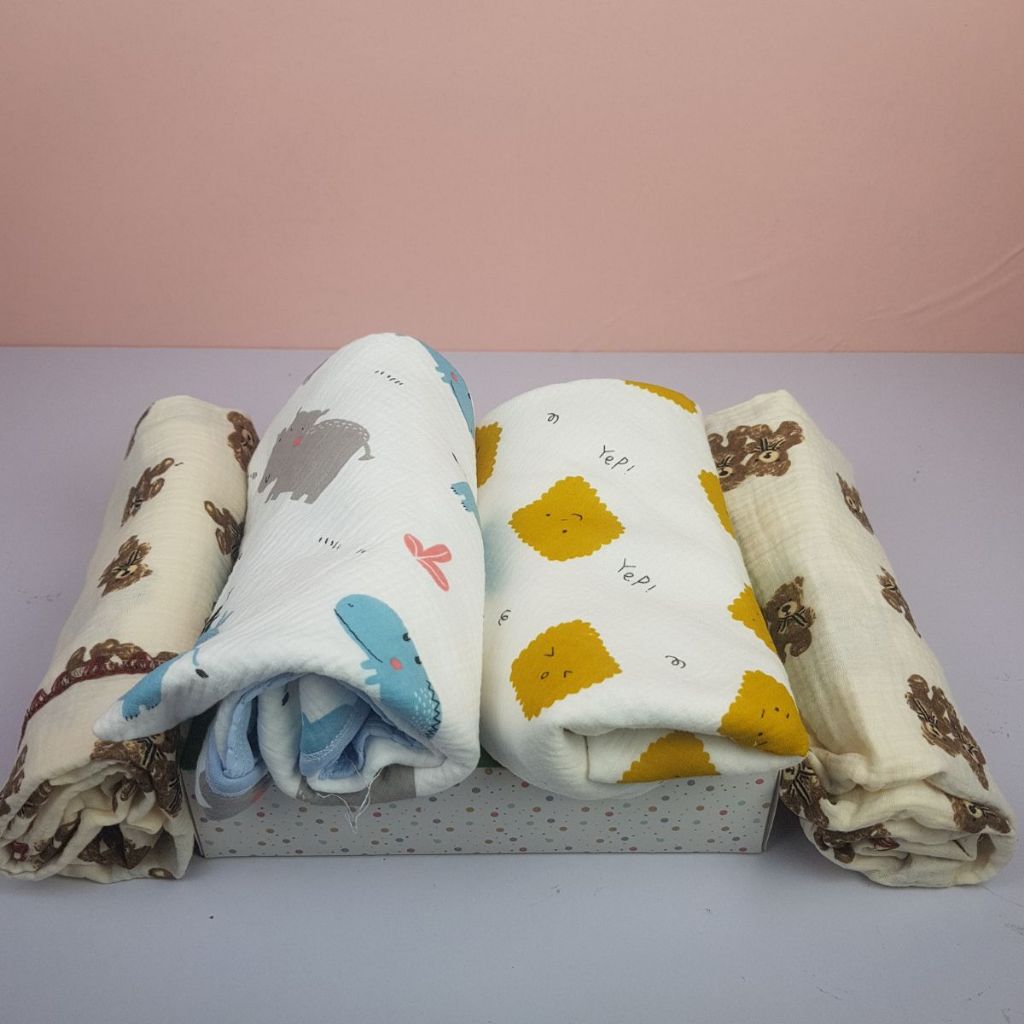 Khăn Tắm Sợi Tre Muslin Đa Năng Kentuti KT 90x140cm Cho Bé Với 4 Lớp Dày Dặn, Mềm Mại, Thấm Hút Tốt