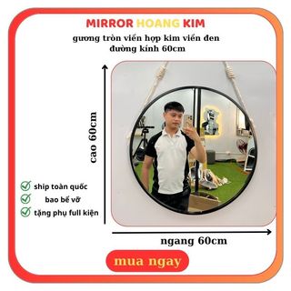 Gương soi nhà tắm, Gương treo tường nhà vệ sinh hình dáng tròn viền khung kim loại cao cấp guonghoangkim.official
