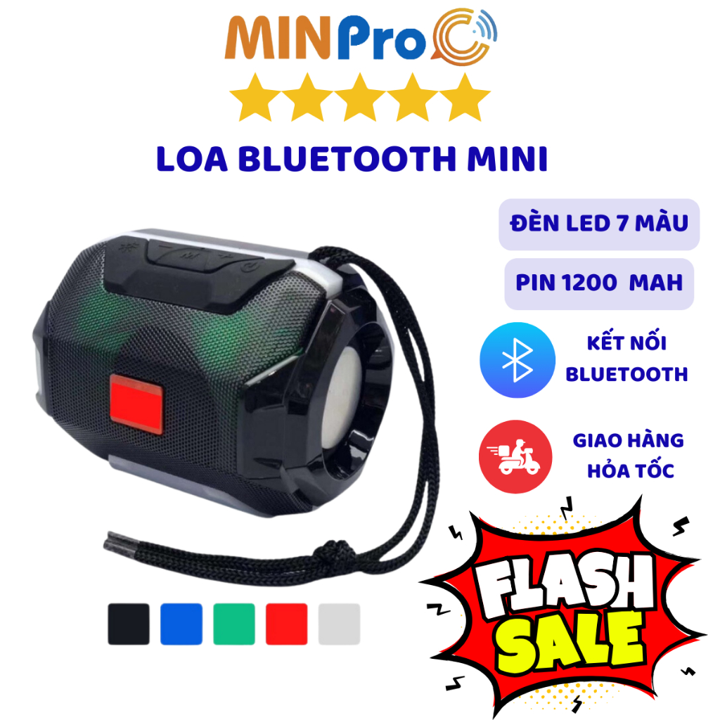 Loa bluetooth mini không dây MINPRO giá rẻ đèn LED theo nhạc, âm thanh chất lượng