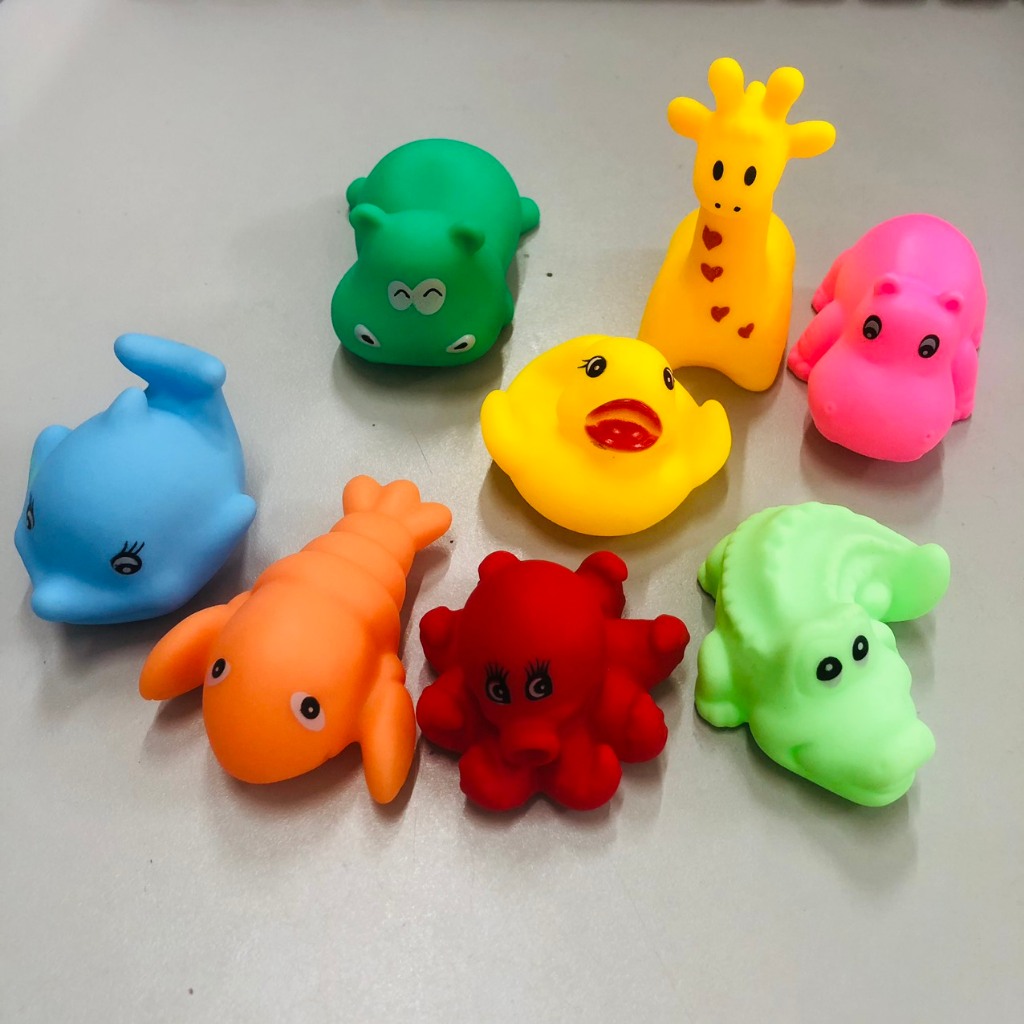 ĐỒ CHƠI CHO BÉ, Túi 8 con vật bóp chút chít dành cho bé yêu chơi khi tắm