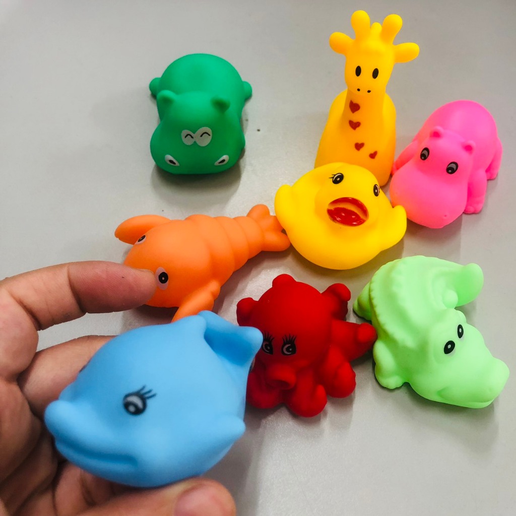 ĐỒ CHƠI CHO BÉ, Túi 8 con vật bóp chút chít dành cho bé yêu chơi khi tắm