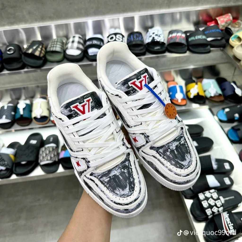 Giày LV Trainer, Louis Vuitton Trainer Black White, Giày LV Louis Vuitton HÀNG CAO CẤP
