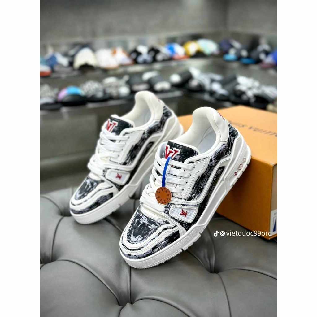 Giày LV Trainer, Louis Vuitton Trainer Black White, Giày LV Louis Vuitton HÀNG CAO CẤP