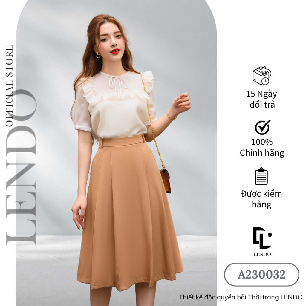 Áo sơ mi tơ óng, Áo công sở ngắn tay LENDO A230032