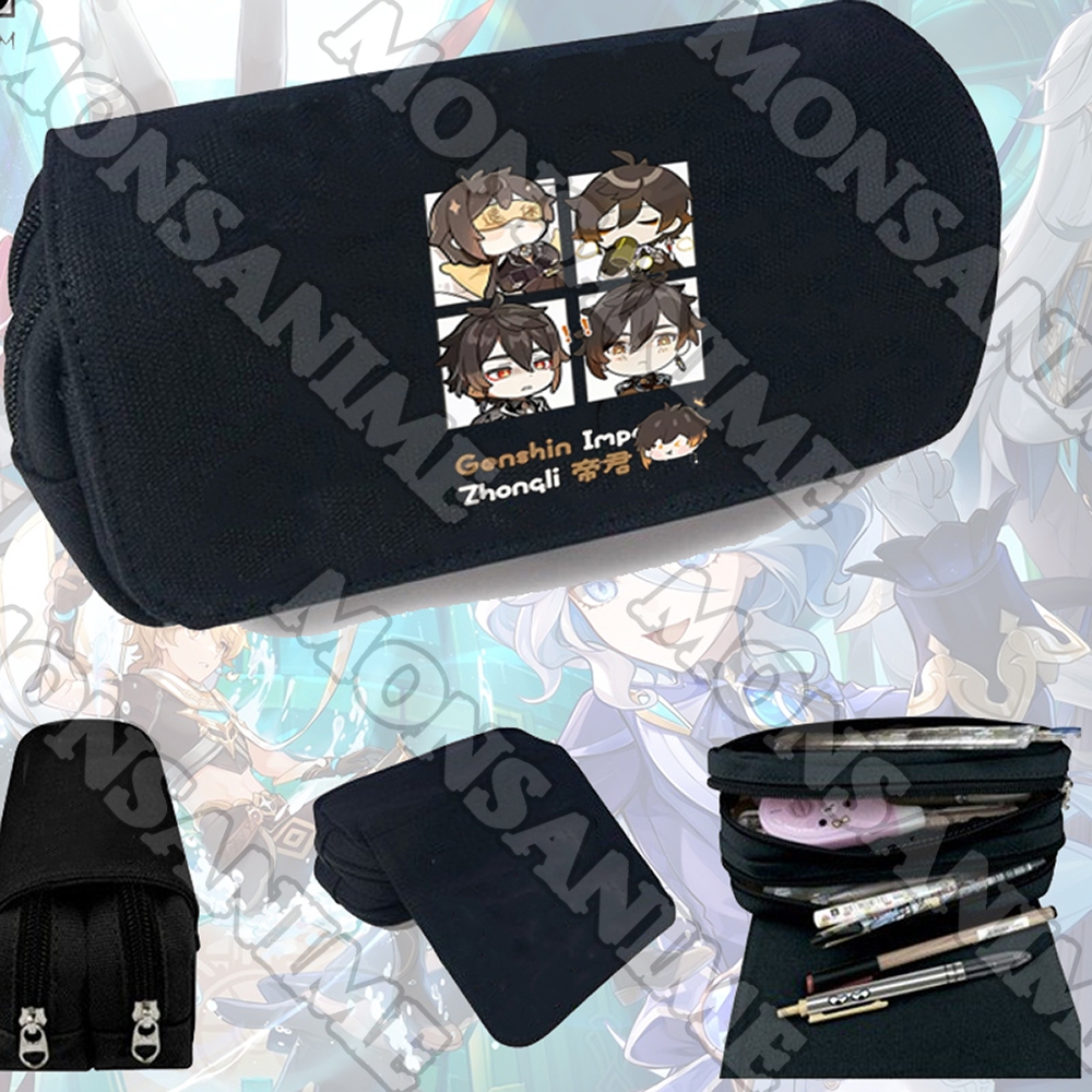 (MUA 1 TẶNG 1) Hộp bút vải canvas khóa trắng GENSHIN IMPACT ver Ô CỬA