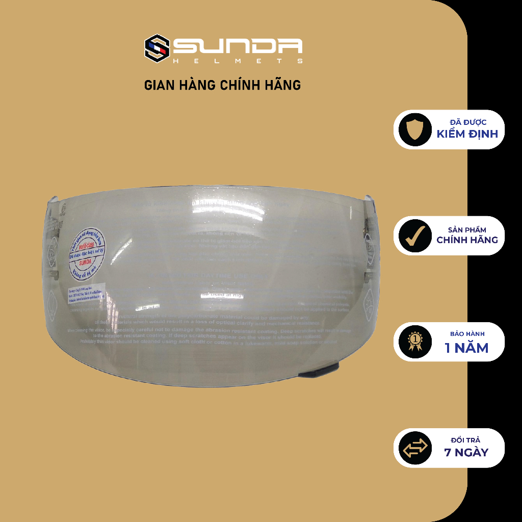 Kính thay thế mũ bảo hiểm fullface SUNDA 2000C - kính trong và kính trà