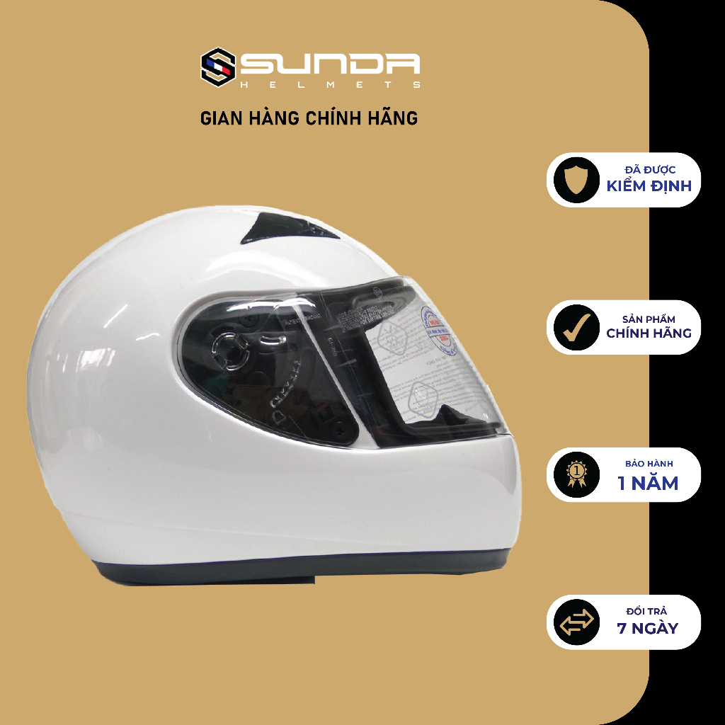 Kính thay thế mũ bảo hiểm fullface SUNDA 2000C - kính trong và kính trà