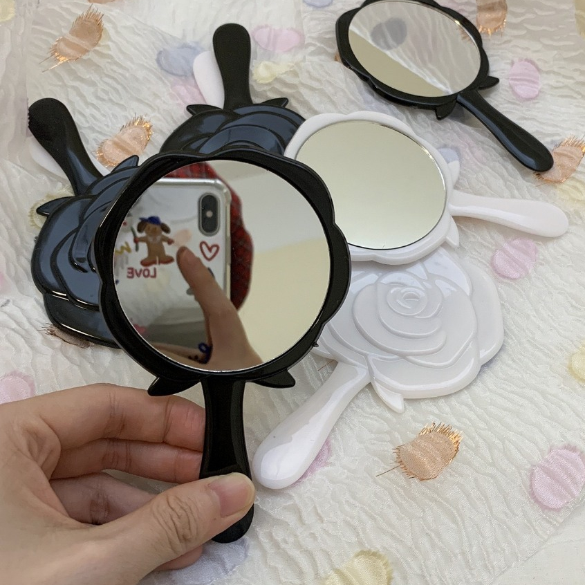 Gương soi mini cầm tay hình hoa hồng dễ thương