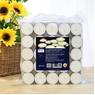 Túi 100 nến tealight P khử mùi Eden Candle FTRAMART EDC0320 (Trắng), cháy 4h, không khói, an toàn sức khỏe