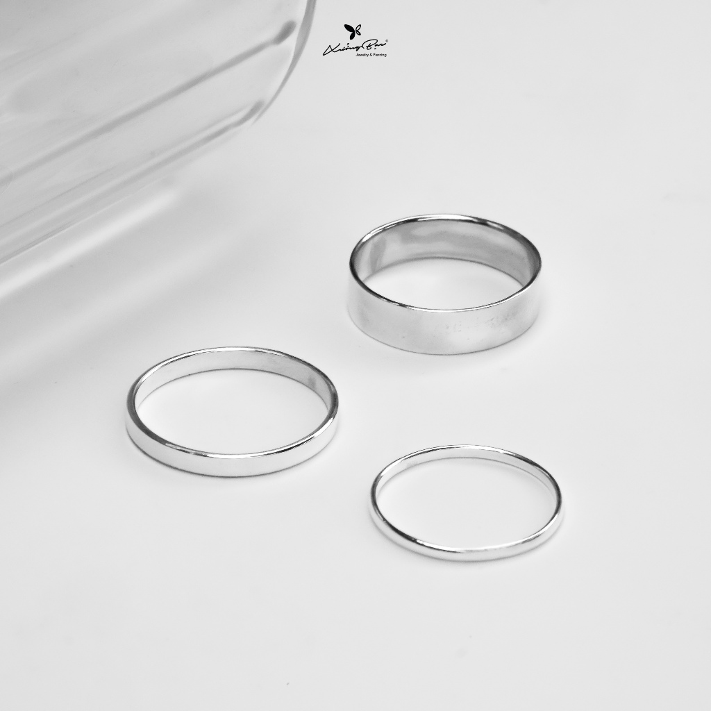Nhẫn bạc nam nữ thiết kế tròn trơn basic có thể khắc Xưởng Bạc, nhẫn bạc unisex đơn giản NT