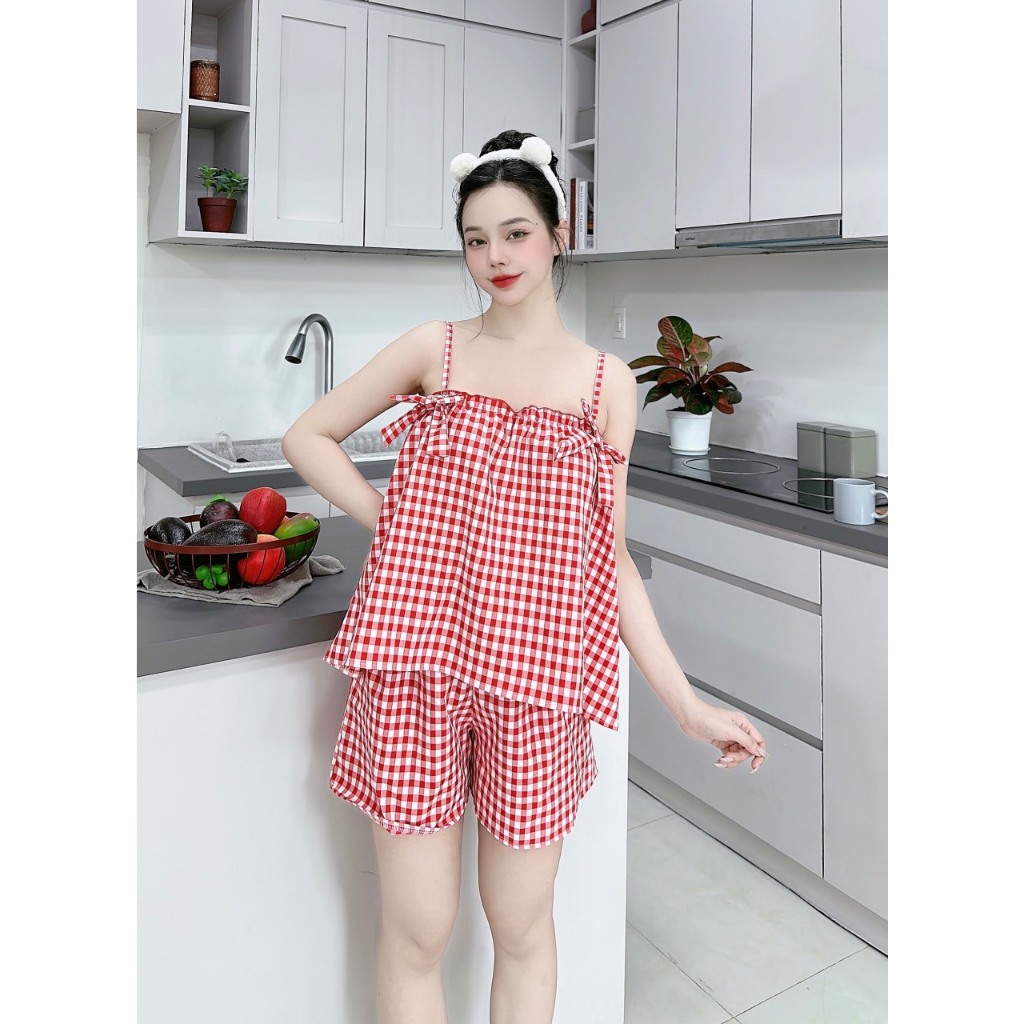 Đồ ngủ 2 dây quần bèo siêu xinh vải lụa hàn họa tiết lạ siêu dễ thương freesize dưới 57kg