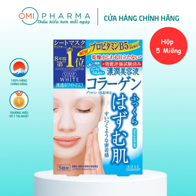 Mặt Nạ Dưỡng Trắng Da Và Bổ Sung Collagen Clear Turn Kosé Nhật Bản (Hộp 5 Miếng)