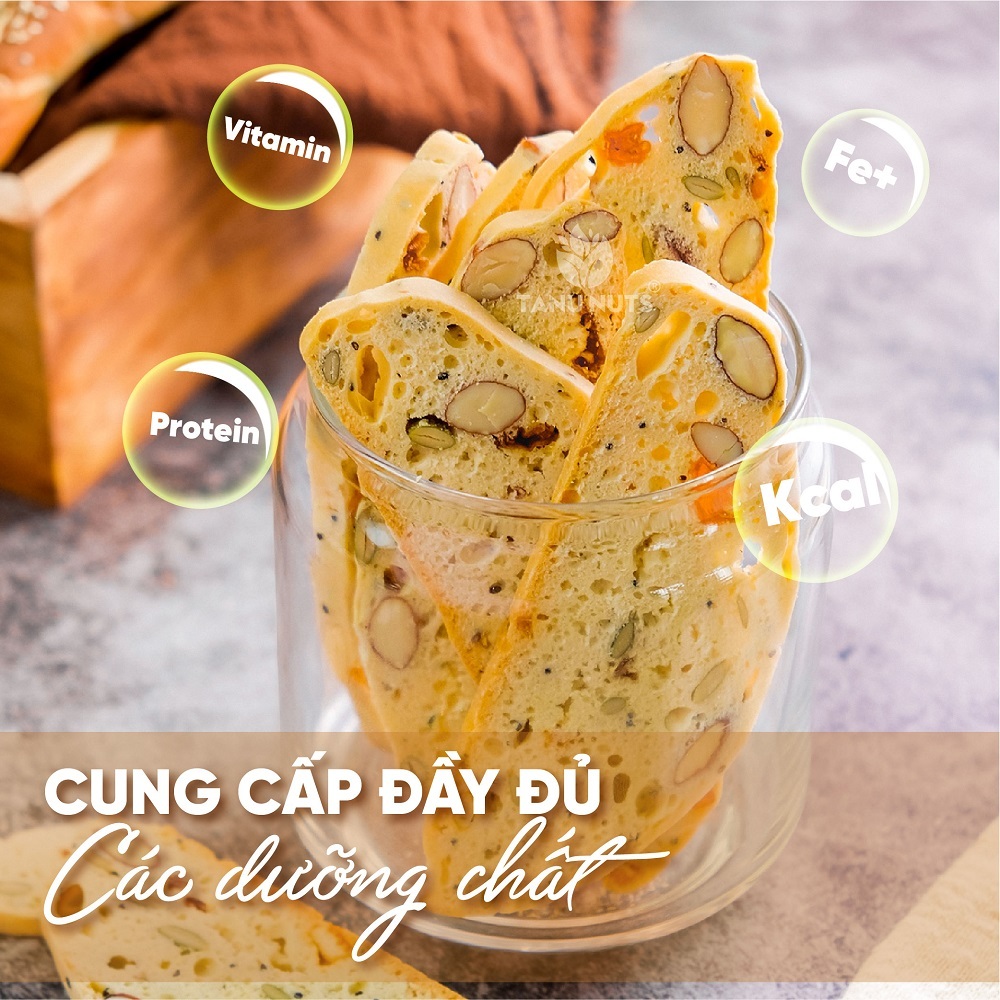 Bánh biscotti ăn kiêng TANU NUTS túi 250g, bánh ngũ cốc mix hạt dinh dưỡng tốt cho gym, yoga.