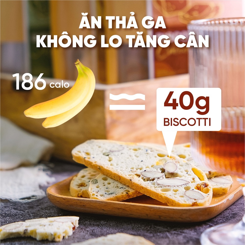 Bánh biscotti ăn kiêng TANU NUTS túi 250g, bánh ngũ cốc mix hạt dinh dưỡng tốt cho gym, yoga.