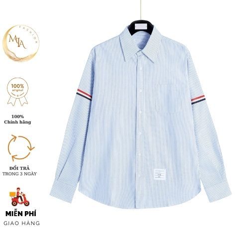 Áo sơ mi Thom Browne phối kẻ nam nữ mới nhất Áo sơ mi Thom Browne phối kẻ siêu hottrend - Sơ mi đôi