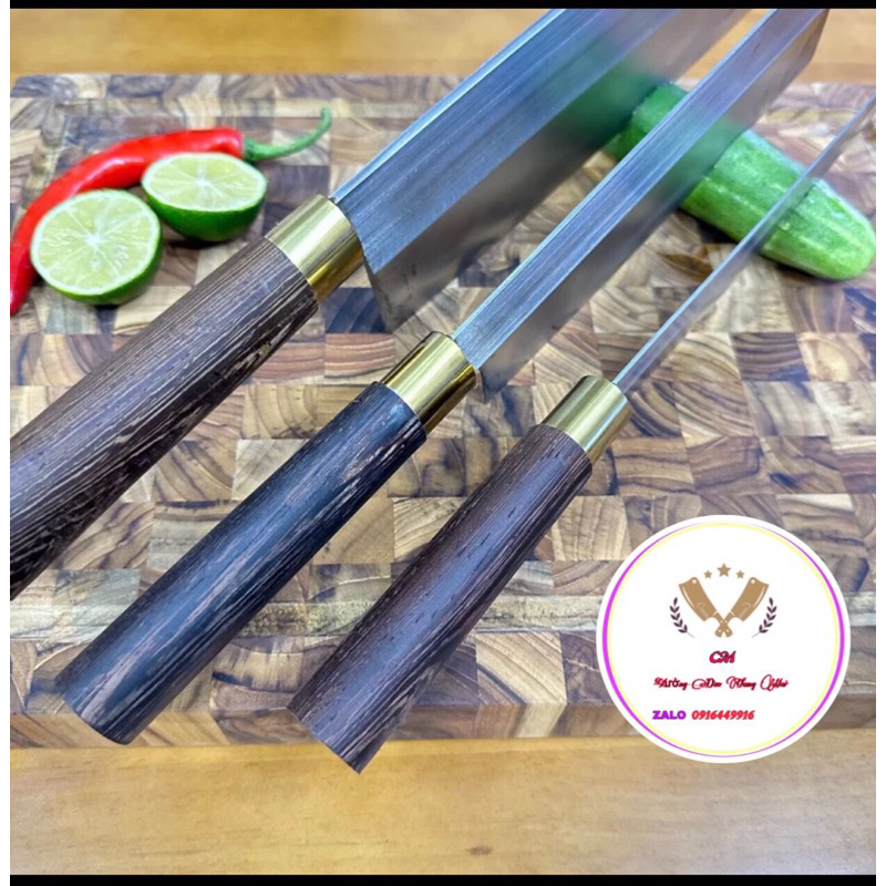bộ dao thép trắng không dỉ nhà bếp bằng thép trắng 440c
