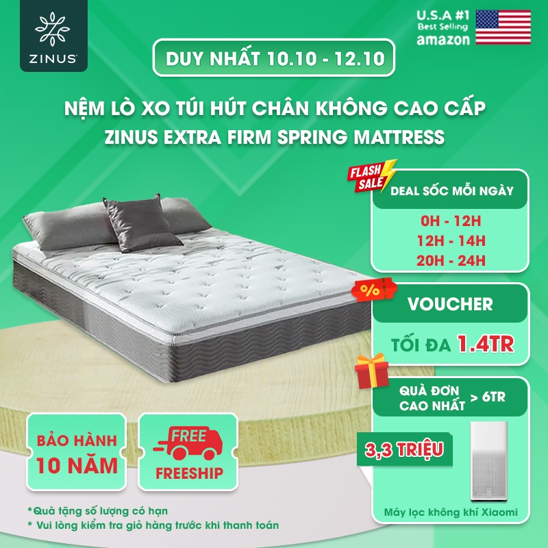 Nệm Lò Xo Túi Hút Chân Không Cao Cấp Zinus 30Cm