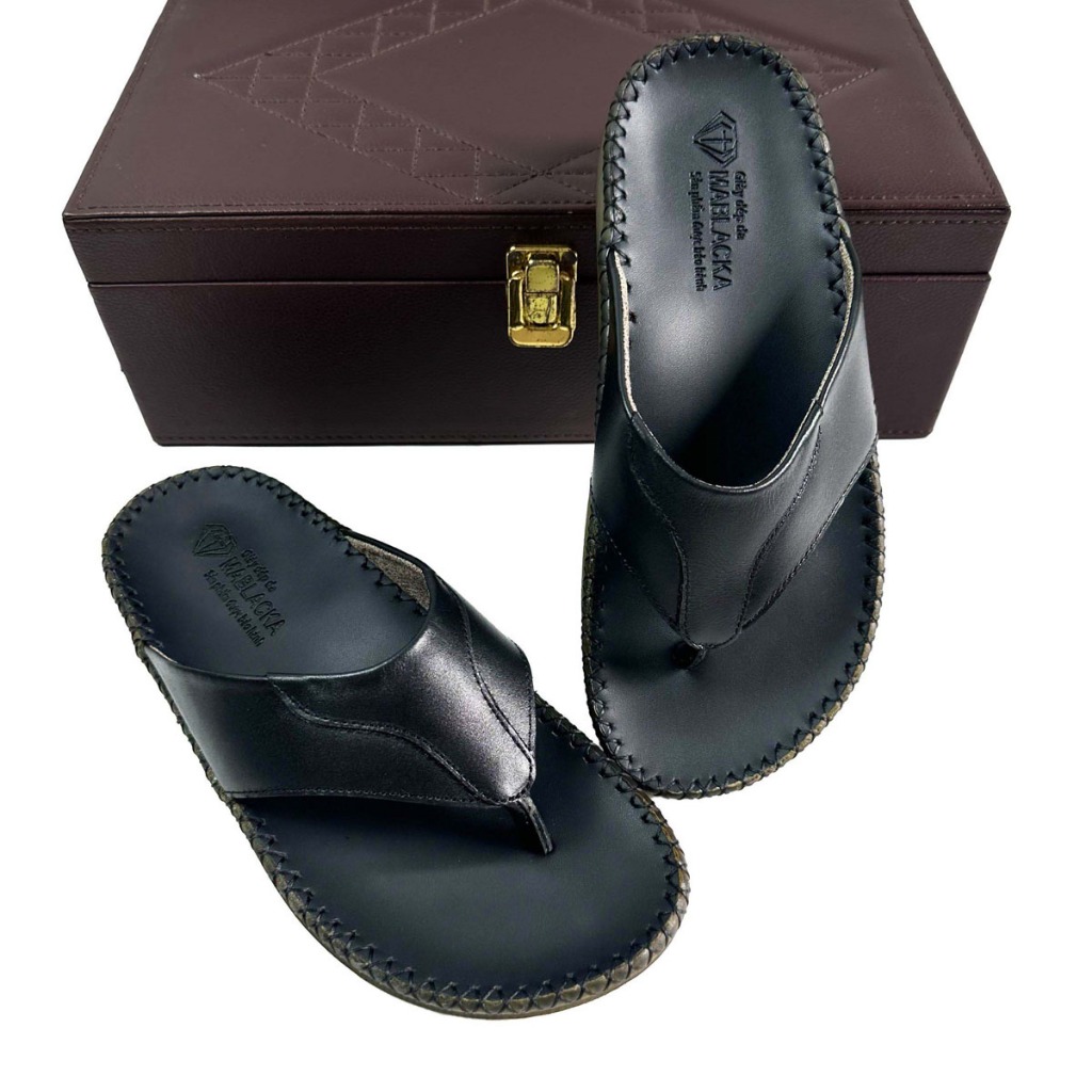 Dép kẹp nam xỏ ngón da bò thật Thiên Ân dày dặn D307