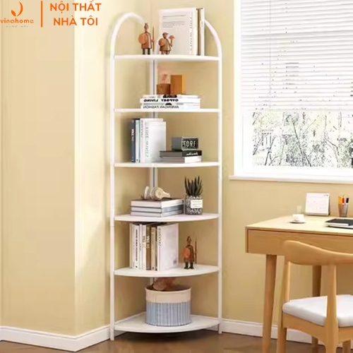 Kệ góc tường 6 tầng, trưng bày sản phẩm, kệ tam giác decor thiết kế hiện đại, chịu lực cao VNH-507