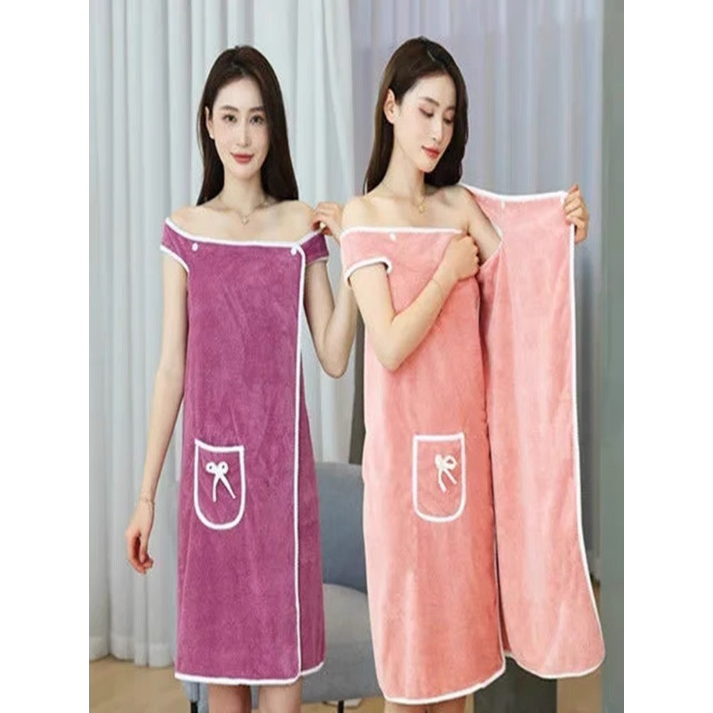 Khăn Tắm Choàng Hai Dây Có Túi Bằng Vải Cotton Dày Dặn Mềm Mịn Siêu Thấm Hút,hàng loại 1