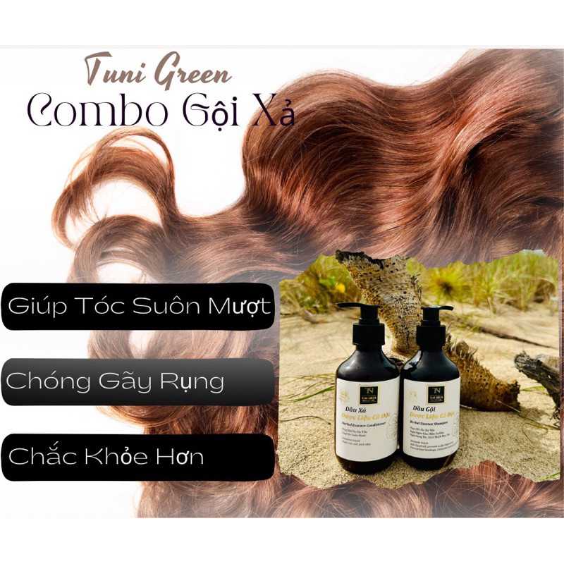 Combo Dầu Gội 250g, Dầu Xả 250g Tuni Green Phục Hồi Tóc Chuyên Sâu, Ngăn Ngừa Gàu, Nấm da đầu Dành Cho Mọi Loại Tóc