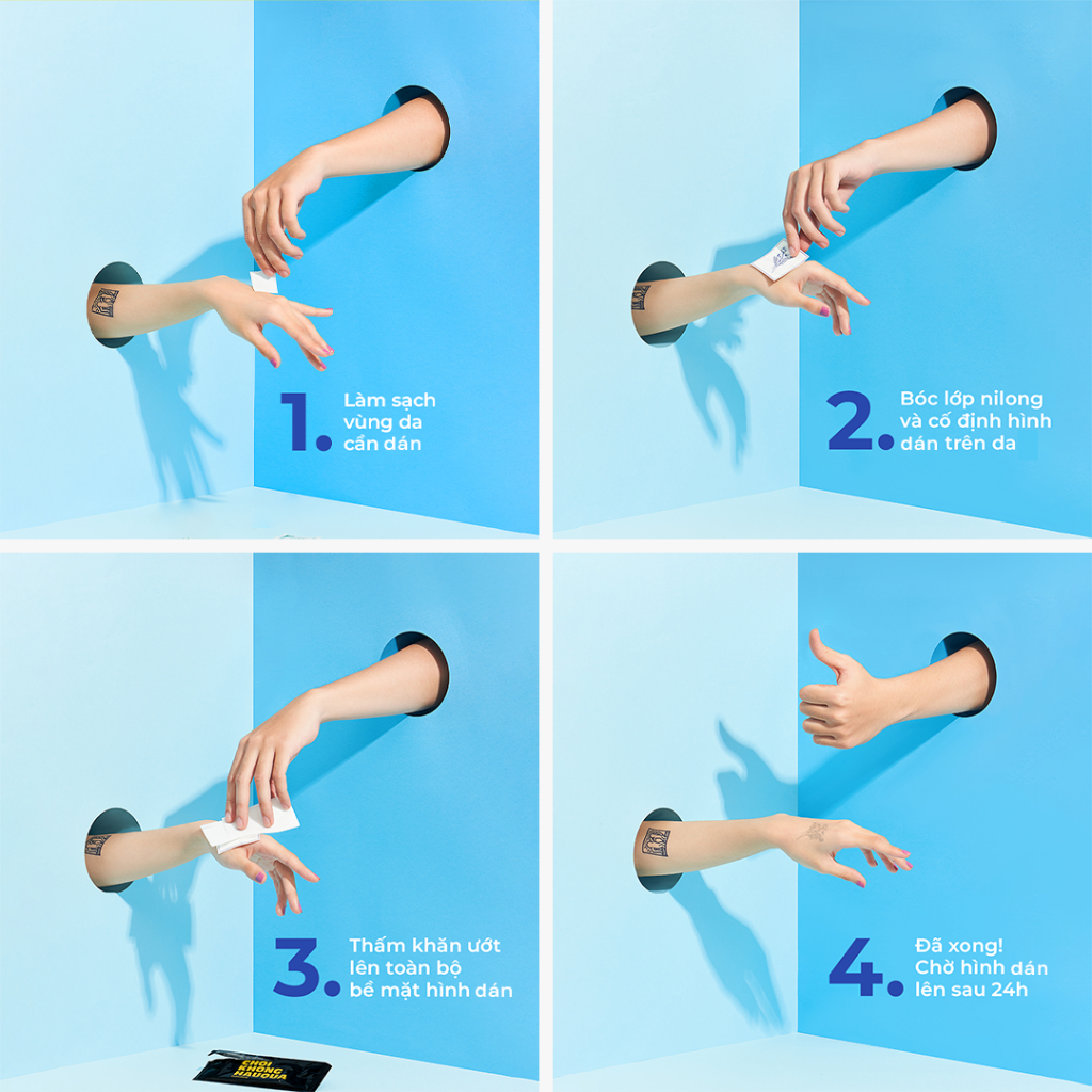 Hình xăm dán tạm thời Inkaholic 15 ngày, xăm trong 1 phút, chống nước 100%