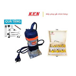  Máy soi alu máy phay gỗ Ken 850W cầm tay mini kèm bộ mũi 15 chi tiết 