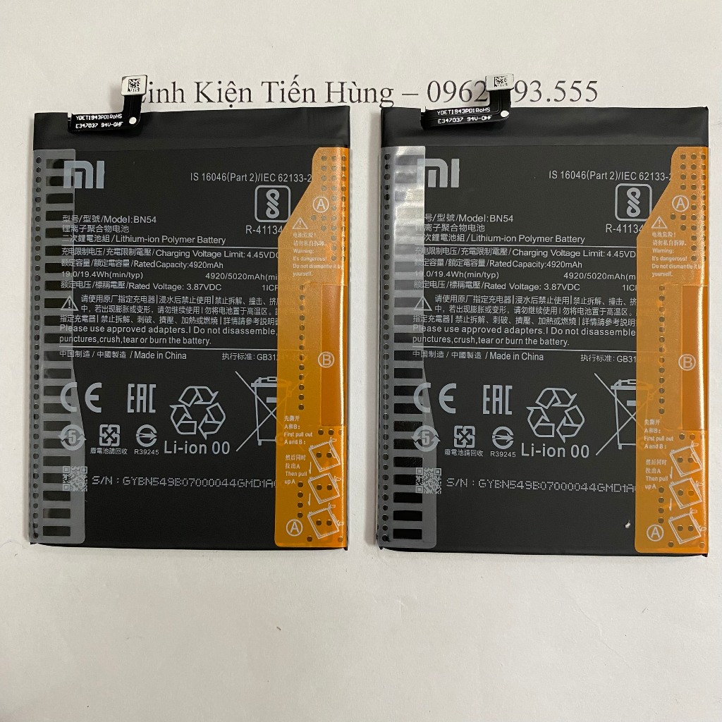 Pin zin Xiaomi Redmi 9 / Note 9 / 10X 4G  5020mAH loại AA kèm siu bao test đổi mới