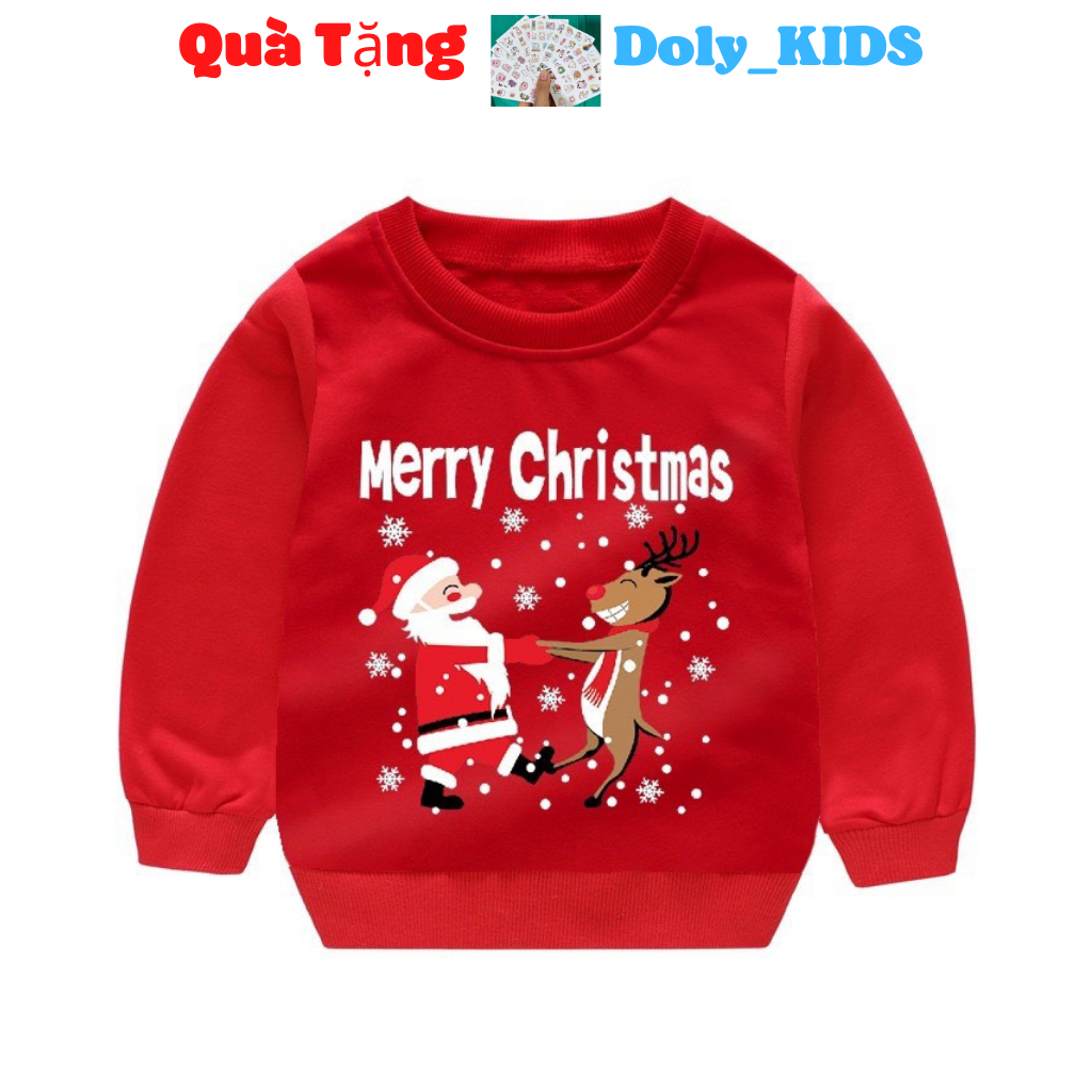 Áo nỉ cho bé trai bé gái, Áo nỉ noel cho bé bé trai bé gái chất cotton cho bé từ 8-19kg DOLY KIDS Mã120