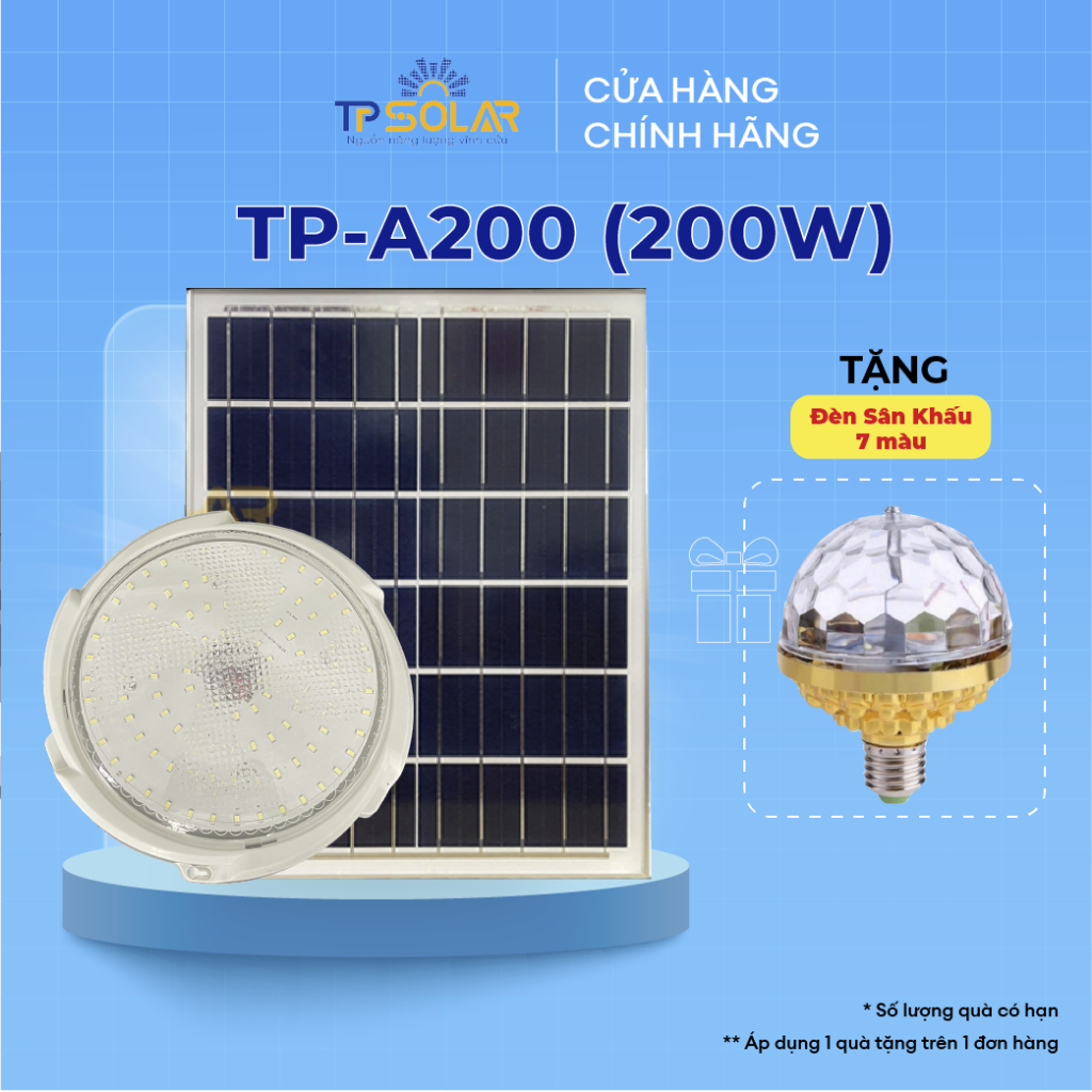 Đèn Ốp Trần Năng Lượng Mặt Trời  200W TPSolar TP-A200N 3 Màu Ánh Sáng, Bảo Hành 3 Năm