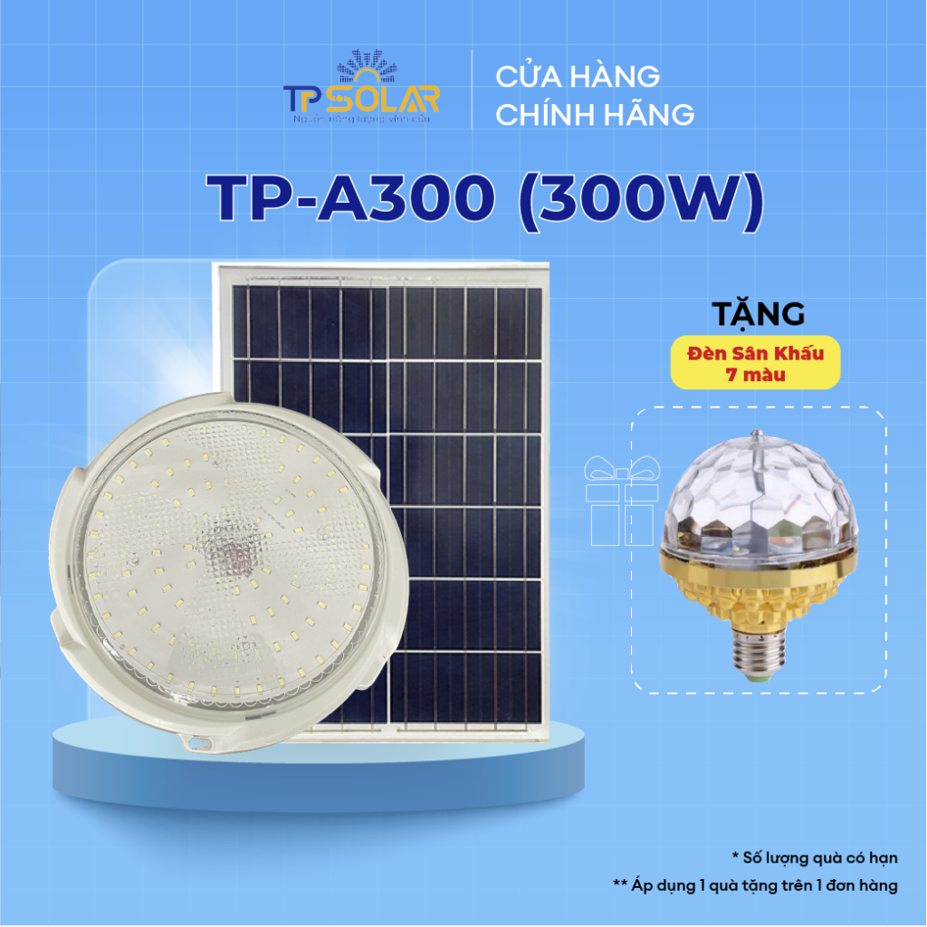 Đèn Ốp Trần Năng Lượng Mặt Trời 300W TPSolar TP-A300N  Cảm Biến Sáng Tối, Chống Nước IP67