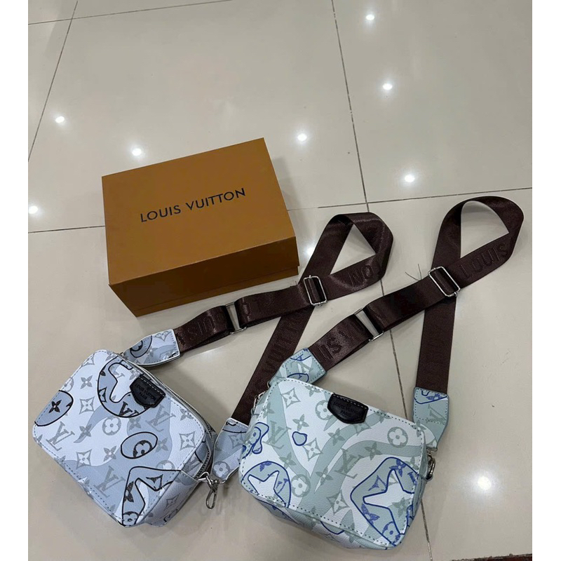 Túi đeo chéo nam, túi lv.v nam hoạ tiết hoa mới ảnh thật shop chụp video thật phù hợp làm túi xách nữ nam đều được