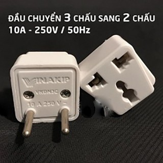 Rắc cắm chuyển đổi từ 3 chấu sang 2 chấu, Phích cắm Vinakip chuyển 3 chân ra 2 chân, ổ cắm chuyển đổi
