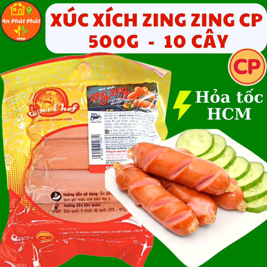 (Hỏa tốc HCM) Xúc xích Zing Zing CP 500g 10 Cây Xúc xích Đức Ngon hợp ăn vặt chiên, nướng