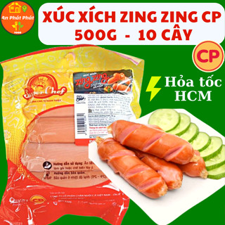 (Hỏa tốc HCM) Xúc xích Zing Zing CP 500g 10 Cây Xúc xích Đức Ngon hợp ăn vặt chiên, nướng