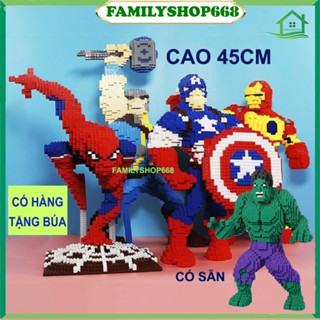 xếp hình spider man người nhện ironman thanos thor hulk 35cm 39cm 45cm Đồ chơi lắp ráp mô hình Hàng Đẹp bear bricK