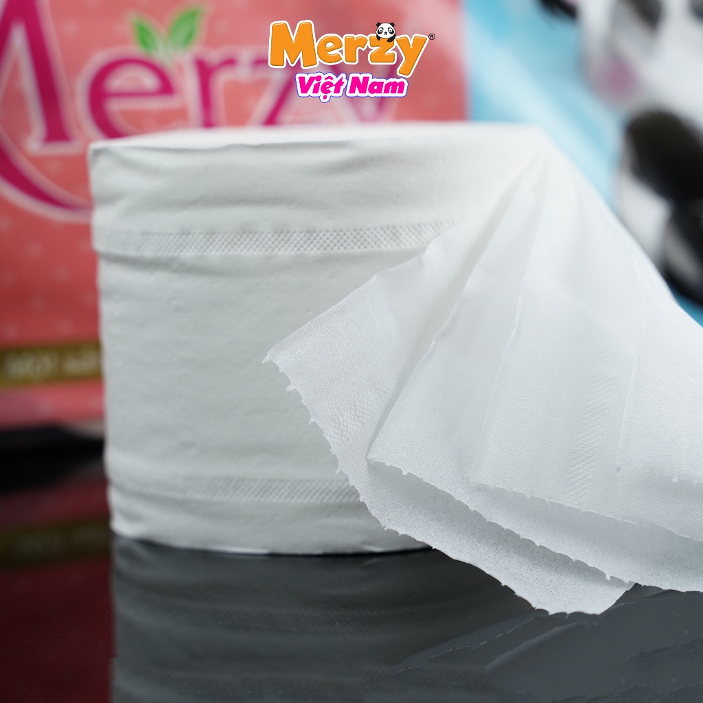 Giấy Vệ Sinh MERZY 6 Cuộn Giấy Lụa Siêu Mềm Mại Siêu Tiết Kiệm 3 Lớp Dai Mềm Tan Nhanh Trong Nước
