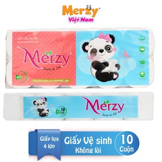 Giấy Vệ Sinh Merzy 10 Cuộn Siêu Dai Mềm Mại, Giấy Lụa 4 Lớp 1,5Kg Siêu Nhiều Giấy Siêu Tiết Kiệm