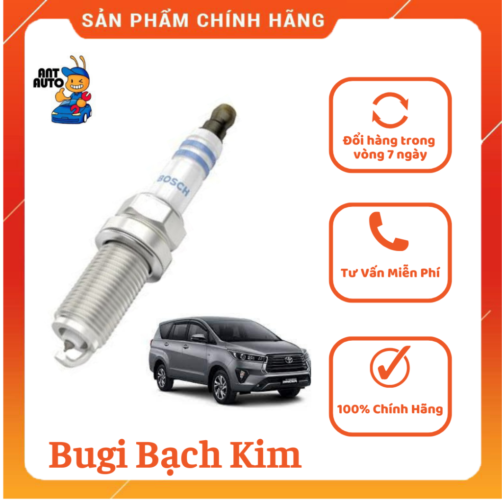 Bugi Bạch Kim Toyota Innova Bosch FR8NPP30W giác 16 chân dài