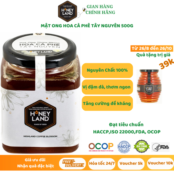 Mật ong rừng hoa Cafe HONEYLAND 500g mật ong thiên nhiên nguyên chất