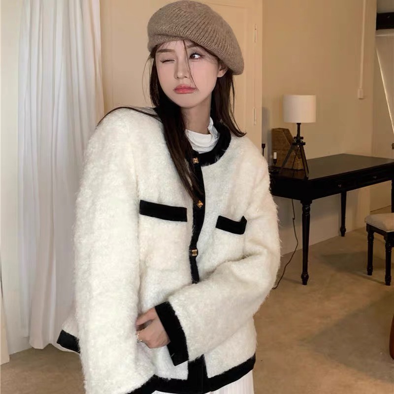 Áo khoác lông cừu trần bông sang trọng khoác ngoài mùa đông dày dặn cao cấp Deliz Studio