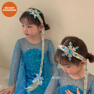 Bờm xước tóc giả Elsa màu xanh, hồng, tím cho bé