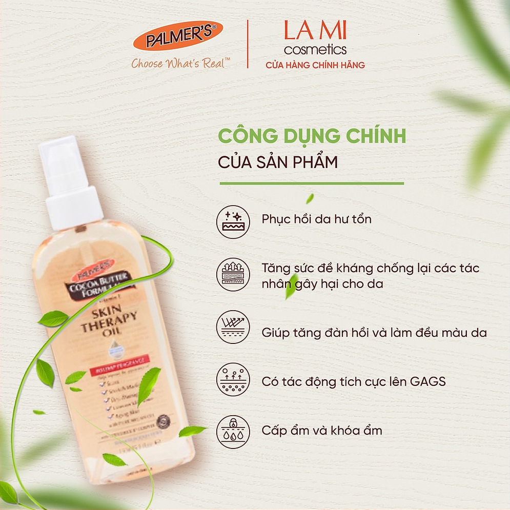 Dầu massage phục hồi và dưỡng da toàn thân Palmer’s 150ml