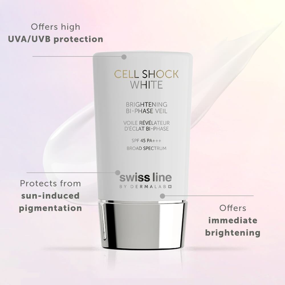 Nhũ tương chống nắng trắng da Swissline CSW Brightening Bi-Phase Veil SPF PA 45+++ 45ml