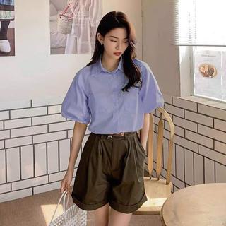 Áo sơ mi công sở nữ thiết kế tay phồng phối túi trẻ trung LAMO -B1143
