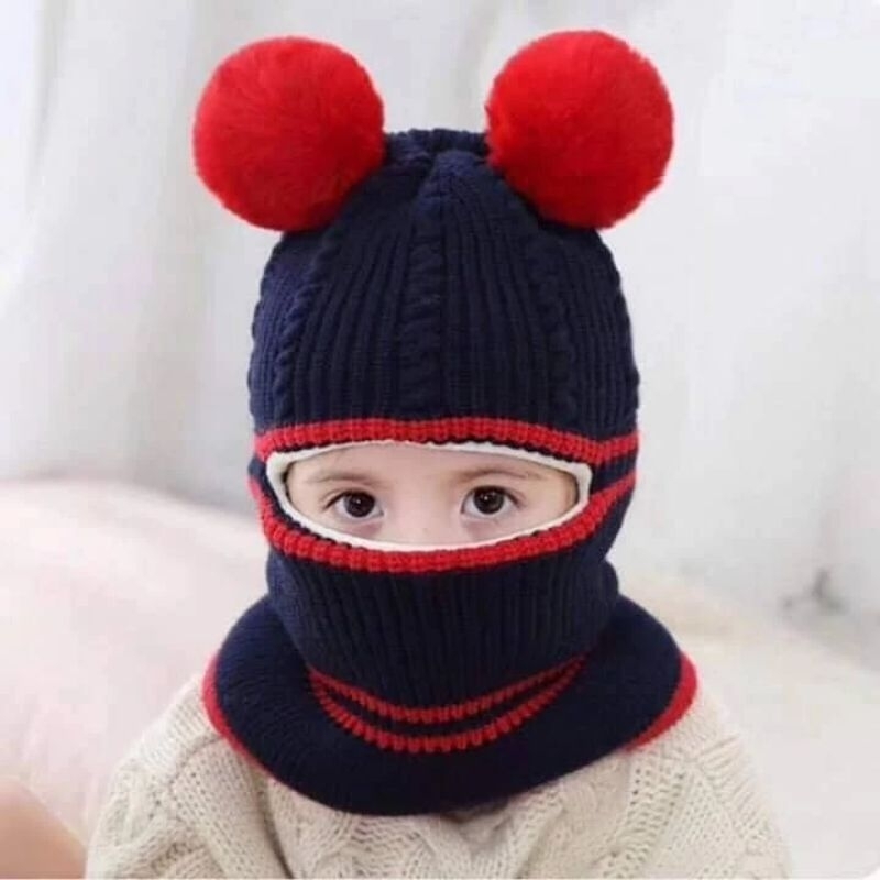 Mũ len ninja trùm kín đầu kín cổ lót nỉ ấm áp cho bé trai bé gái mùa đông - mu len lot ni cho bé