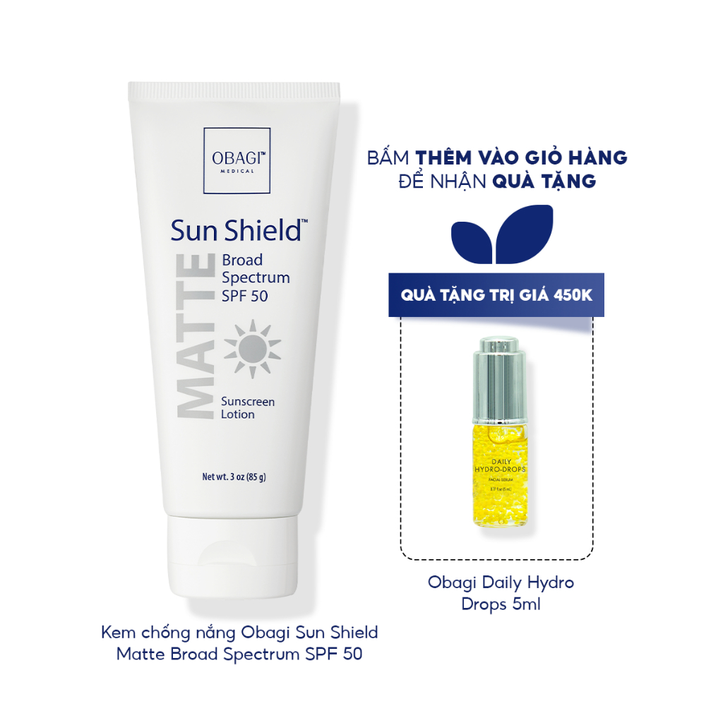 Kem chống nắng Obagi Sun Shield Matte Broad Spectrum SPF 50 - Bảo vệ da tối ưu