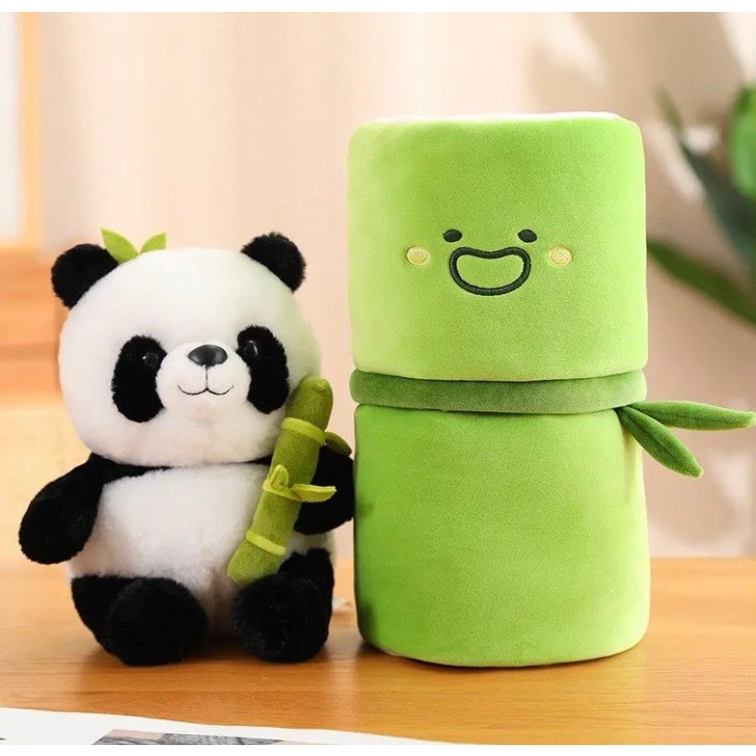 Gấu Bông Gấu Trúc Trong Ống Tre 25cm-40cm, Thú Panda Cây Trúc Cute Qùa Tặng Cao Cấp