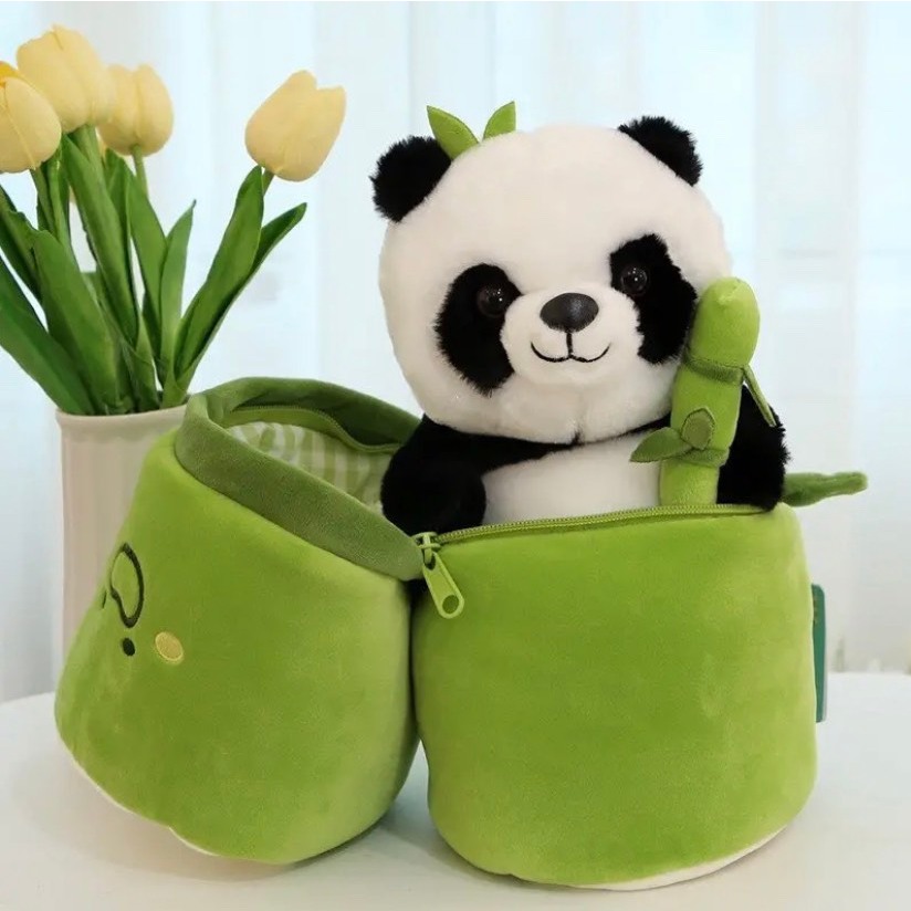 Gấu Bông Gấu Trúc Trong Ống Tre 25cm-40cm, Thú Panda Cây Trúc Cute Qùa Tặng Cao Cấp