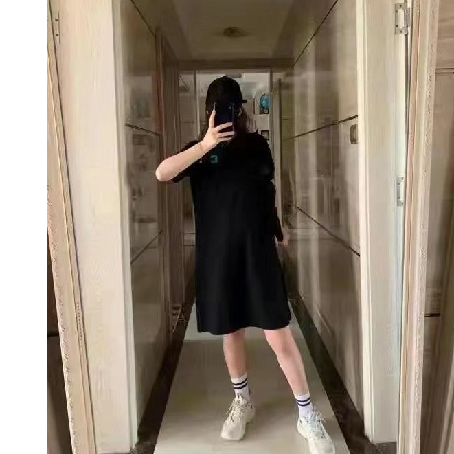 Váy polo nữ suông cộc tay thêu chữ, Đầm suông nữ chất vải poly bền đẹp  thoáng mát thời trang mùa hè cao cấp_DP01